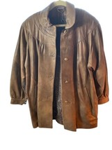 Vintage Peruzzi Italy Leather Coat Size Small Jacket Naturally Dyed Tanned - £100.14 GBP