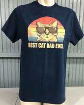 Best Cat Dad Ever Novelty Navy Blue Medium Mens T-Shirt - $12.48