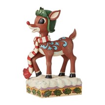 Jim Shore Rudolph In Aviator Hat Scarf Red Nosed Reindeer Figurine 6009111 New - £31.45 GBP