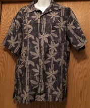 Sea Scapes Size Large Hawaiian Tropical Camp Shirt Mens Charcoal Gray Bamboo - £13.96 GBP