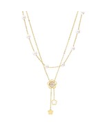 Pearls and Flower Necklace Set Stainless Steel - $41.62 CAD