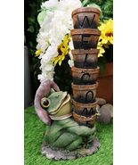 Ebros Green Frog With Pink Hat Juggling Pots Stack Welcome Sign Figurine... - $600.34 MXN
