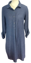 J. Jill Denim Women’s Long Sleeve Dress Roll Tab Sleeves Blue Jean Size S SMALL - £35.37 GBP