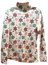 Time and Tru turtleneck women&#39;s medium m red pink green blue snowflakes ... - $6.92