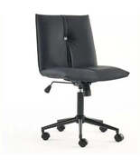 Premium Armless Leather Office Chair With Wheels Comfortable Swivel - $128.99