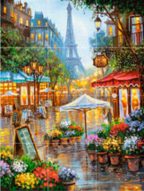 Paris outdoor café Eiffel tower view spring flowers ceramic mural backsplash - £47.47 GBP+