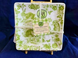 Michel Design Works BUNNY TOILE Melamine Square Serveware Canape Plate Set - $29.99