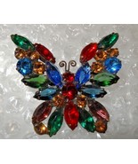 Vintage D&amp;E Juliana Butterfly Multi-Color Crystal Rhinestones Brooch - £98.29 GBP