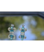 Vtg CROWNS&#39;&#39; Blue and Clear Rhinestones Screw back earrings &#39;&#39;VERY NICE&#39;&#39; - $533.29 MXN