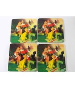4 VINTAGE COCA COLA CORK COASTERS CHRISTMAS SANTA CLAUS PLAYING WITH KID... - $4.74 CAD