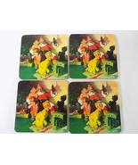 4 VINTAGE COCA COLA CORK COASTERS CHRISTMAS SANTA CLAUS PLAYING WITH KID... - £2.70 GBP