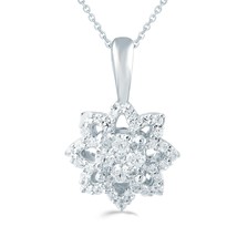 1/4ct tw Diamond Floral Cluster Fashion Pendant in Sterling Silver with ... - £43.95 GBP