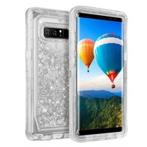 For Samsung S10 Transparent Heavy Duty Glitter Quicksand Case w/Clip SILVER - £5.31 GBP