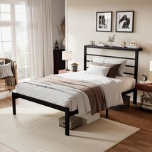 Sha Cerlin Twin Size Bed Frame With Headboard Shelf, Heavy Duty Platform... - $88.37