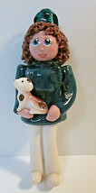 Vtg Dough Dollies Hand Painted Girl Puppy Dog Christmas Tree Ornament by Korki - £13.35 GBP