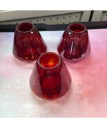 Vintage Small Red Glass Candle Shade Chimneys Toppers 2&quot; O.D. Fitter-set... - $553.04 MXN