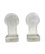 VTG Czech Bohemia Glass Crystal Mary &amp; Jesus Frosted Figures 1970&#39;s Set ... - $80.99