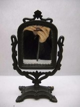 Antique 1867 Victorian Cast Iron Mirror Vanity Shaving Swivel Black Shell Topper - £109.21 GBP
