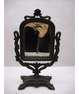 ANTIQUE 1867 Victorian CAST IRON Mirror Vanity SHAVING SWIVEL Black SHEL... - £107.82 GBP