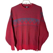 Vintage Lido Sports Sweater Red Crewkneck Mens Medium 100% Pure Wool - £22.24 GBP