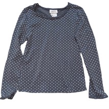 Matilda Jane Girls Sz 6 Long Sleeve Layering Shirt Gray White Polka Dot - £15.03 GBP