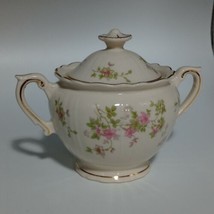 Syracuse Federal Shape China USA made Stansbury Sugar Bowl &amp; Lid Gold Trim - £19.32 GBP