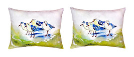 Pair of Betsy Drake Green Sanderlings No Cord Pillows 16 Inch X 20 Inch - £62.27 GBP