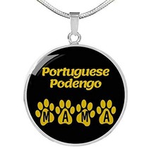 Portuguese Podengo Mama Circle Necklace Stainless Steel or 18k Gold 18-22&quot; Dog O - £43.38 GBP