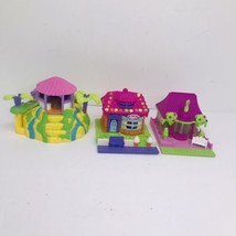Polly Pocket Lot Of 3 Playsets Beach Hut Ice Cream Shop &amp; Pollyville Cottage - $29.60