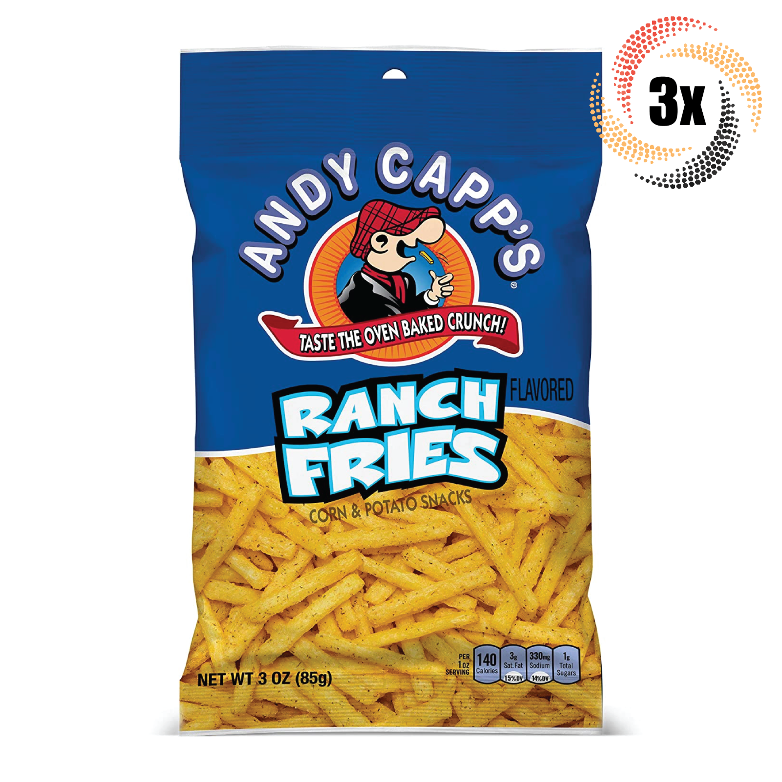 3x Bags Andy Capp&#39;s Ranch Flavored Oven Baked Crunchy Fries Chips 3oz - $14.33