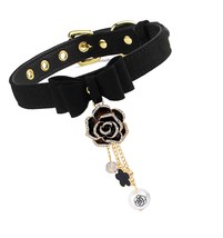 Leather Collar Necklace for Women with Bow Bell Kitty Cat - $1,222.06 MXN