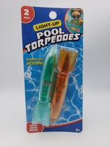 2 Pack Light-Up Pool Torpedoes Pool Toy Green Orange New Ships Same or N... - $8.90