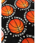 Basketball Fleece Fabric Swoosh Black Orange Craft Quilt 46 x 35 Remnant... - £7.49 GBP