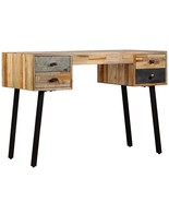 vidaXL Teak Writing Desk with Brown Marbled Drawer, Compact &amp; Stylish, P... - $7,054.22 MXN