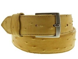 Buttercup Western Cowboy Leather Belt Ostrich Quill Pattern Silver Buckle Cinto - £24.10 GBP