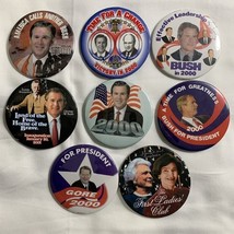 8 Vintage Political Buttons Pins Pin-Back Bush Cheney Gore First Ladies (B) - $7.43