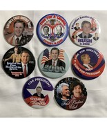 8 Vintage Political Buttons Pins Pin-Back Bush Cheney Gore First Ladies (B) - €6,45 EUR
