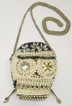 Anteprima Knit Wire Skull Mini Purse Black Ivory &amp; Bling Playful Wearable Art - £77.07 GBP