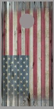 Aged American Flag Gray Wood Fade Corn hole Board Decal Wrap - $19.99+