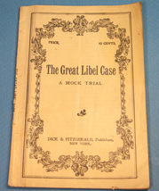 The Great Libel Case: A Mock Trial Harry E. Shelland 1900 Theater Play D... - $30.00