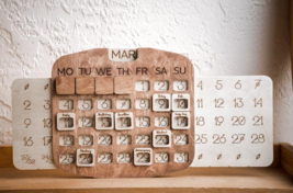 NEW 2022 - Wooden Perpetual Calendar with Magnets Exclusive handmade Big... - $158.38