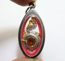 Naga Phaya Nak Snake Orange Crystal Pendant Bless Amulet Lucky Charm Locket Gift - £35.96 GBP