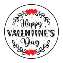 30 Happy Valentine&#39;s Day Envelope Seals Stickers Labels Tags 1.5&quot; Round Hearts - £6.00 GBP