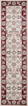 8&#39; Ivory Red Bordered Floral Indoor Runner Rug - $1,754.90 MXN