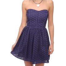 KIMCHI BLUE Strapless Mini Dress Sweetheart neckline Eyelet Holes COTTON... - £43.38 GBP