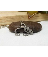 Cut Out Rhino Pendant Necklace 925 Sterling Silver, Handmade Silver Safa... - £30.44 GBP