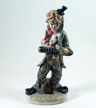 Hobo Clown Figurine Playing Accordion 9&quot; Tall Ceramic Vintage - £8.65 GBP