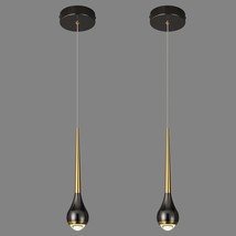 Modern Led Dimmable Pendant Light Fixtures,Mini Black Gold Pendant, 2-Pack - £120.25 GBP