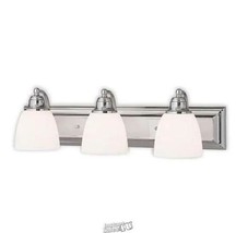 Springfield 3 Light Polished Metal Chrome Silver Bath Vanity Wall Mount Fixture - $147.24