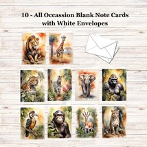 10 - Blank Note Cards (4x 5.12)  with Envelopes - All Occasion - Wild Sa... - £11.81 GBP